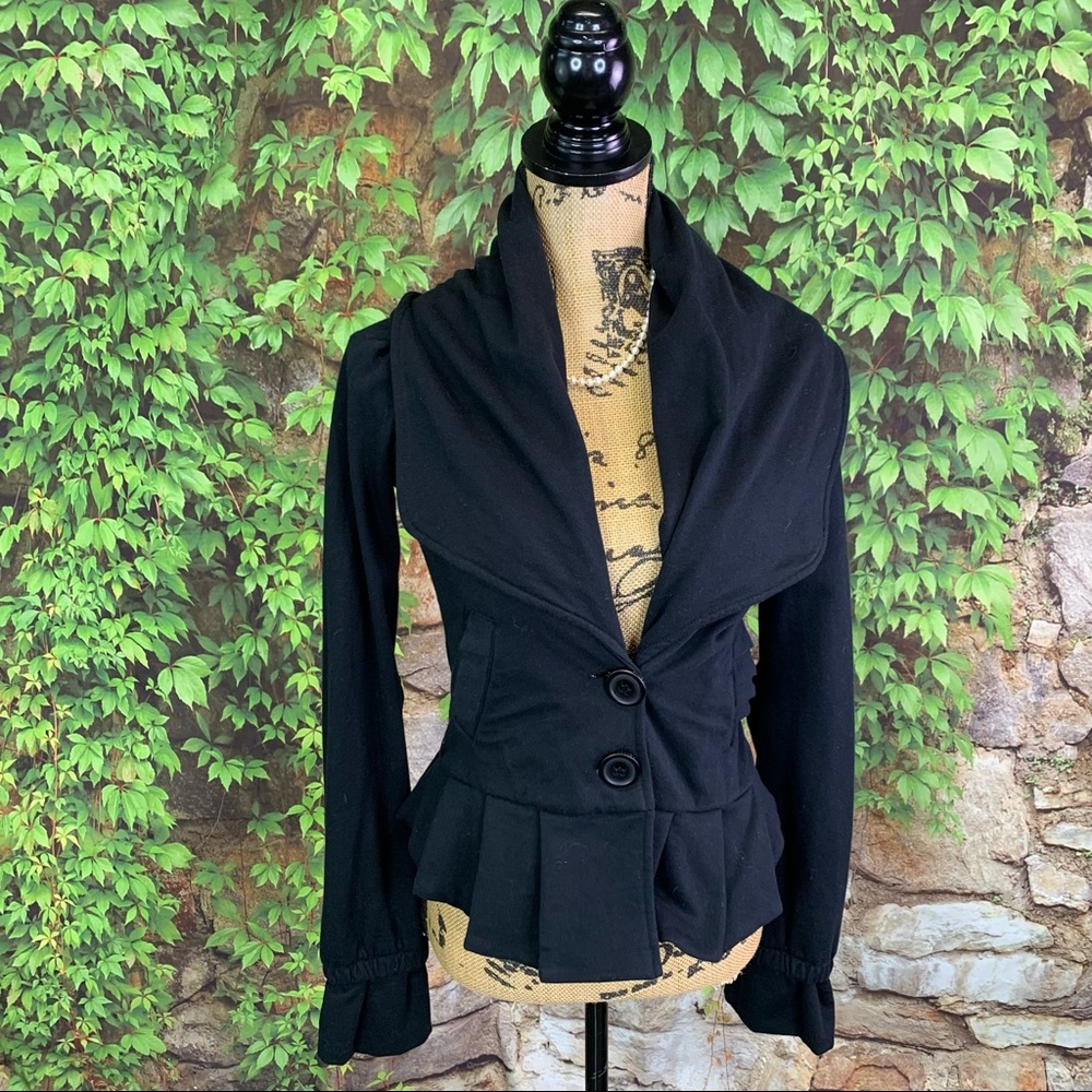 MIKE & CHRIS Black French Terry Shawl Collar Jacket, S